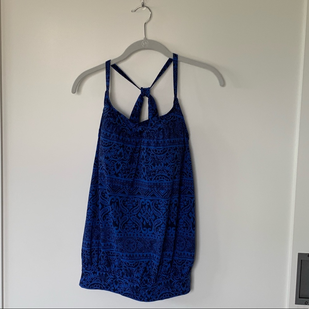 Lands' End Blue Patterned Swim Top